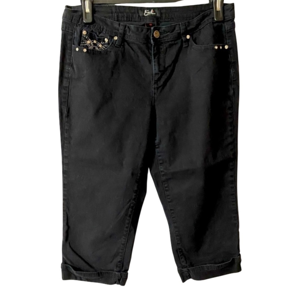 Earl Jeans Denim, Crop, Rhinestones, Embellished, Embroidery, Metallic, Sz 12​